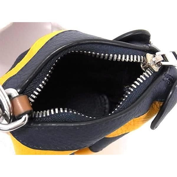 Loewe Coin Case Animal Collection Navy Yellow Leather Elephant Silver — view 4