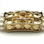 Chanel Bag Motif 3 Rows Pearl Gold Bracelet — view 4