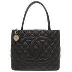 Chanel Medallion Tote Caviar Leather Black Silver Hardware 7 th Bag
