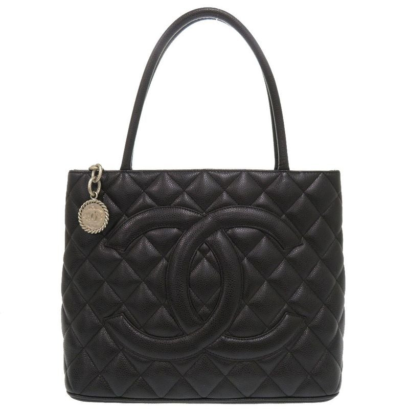 Chanel Medallion Tote Caviar Leather Black Silver Hardware 7 th Bag