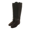 Bottega Veneta Long Boots Flat Heel Suede 36.5 Dark Purple