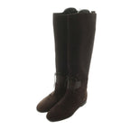 Bottega Veneta Long Boots Flat Heel Suede 36.5 Dark Purple