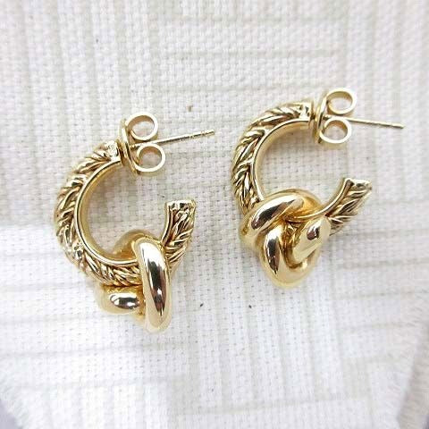 Bottega Veneta Knot Earrings 18K Gold Polished Star Ring Silver