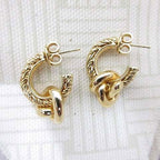 Bottega Veneta Knot Earrings 18K Gold Polished Star Ring Silver