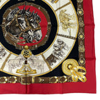 Hermes Carre 90 Chevaux de Trait 100% Silk Scarf Red — view 5