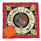 Hermes Carre 90 Chevaux de Trait 100% Silk Scarf Red