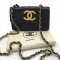 Chanel Bicolor Big CC Logo Mini Chain Shoulder Bag Black
