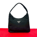 Prada Triangle Logo Silver Hardware Plate Tessuto Nylon Mini Handbag Pouch