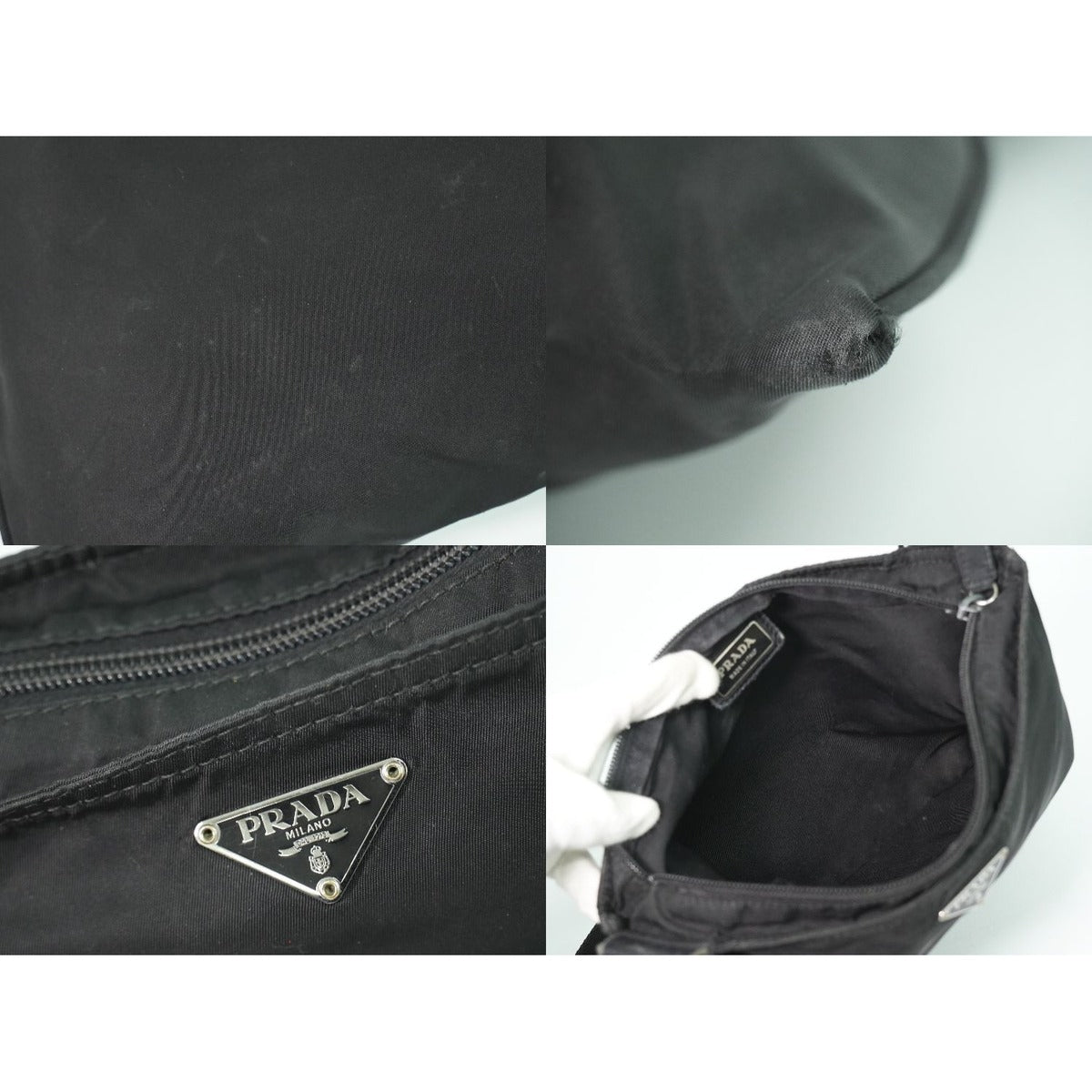 Prada Nylon Shoulder Bag Pochette Black — view 8