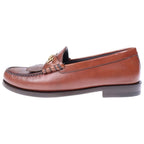Celine Luco Triomphe Maillon Fringe Bit Loafers Leather Shoes Brown