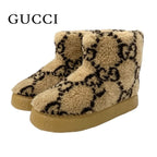 Gucci Boots Short Shoes Shearling Brown GG Signature