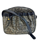 Celine C Carriage Pattern Pochette Vintage Salki Shoulder Bag Navy
