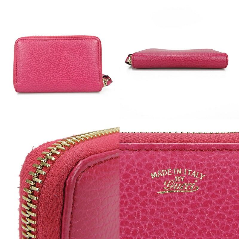 Gucci Round Zipper Coin Case Swing Zippy Zip ZIPP Pink Leather Cute — view 2