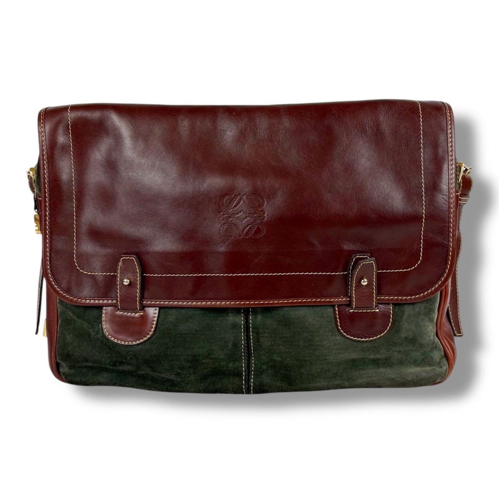 Loewe Large Capacity Shoulder Bag Anagram Logo Suede Leather — view 3