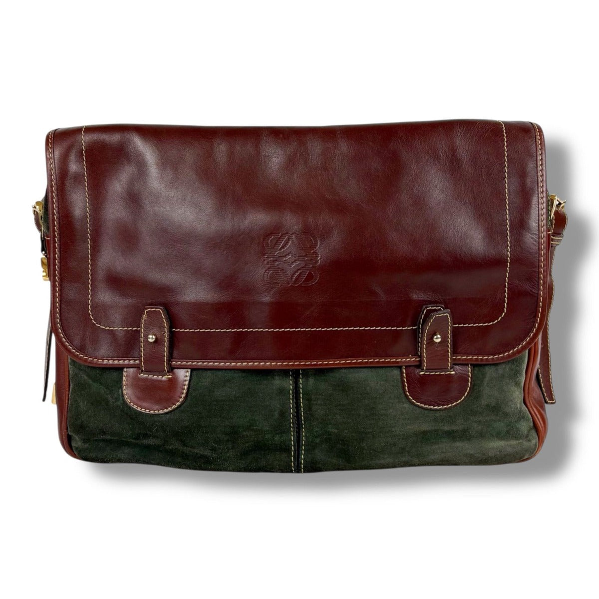 Loewe Large Capacity Shoulder Bag Anagram Logo Suede Leather — view 3