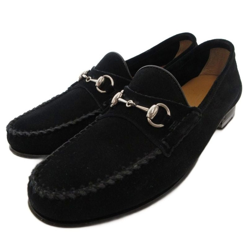 Gucci Horsebit Loafers Moccasins Suede Leather 35 Black Js Gy18
