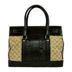 Gucci GG Canvas Croco Embossed Leather Tote Boston Bag Beige Brown — view 3