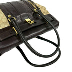Gucci GG Canvas Croco Embossed Leather Tote Boston Bag Beige Brown — view 4