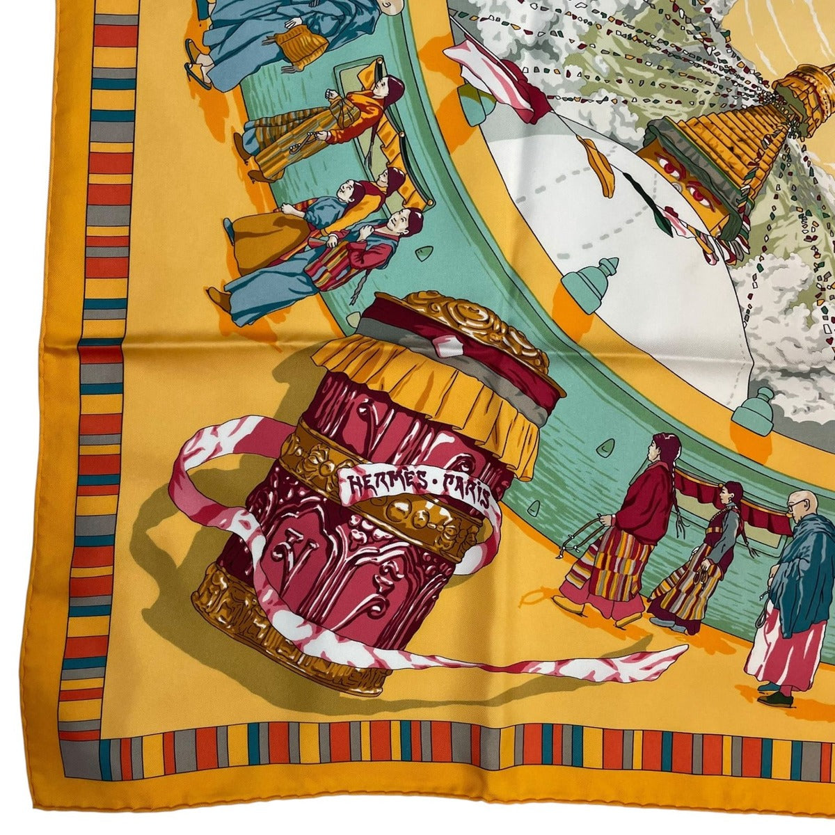 Hermes Carre 90 Scarf 100% Silk Prieres AU Vent Prayer in the Wind Yellow Box — view 5