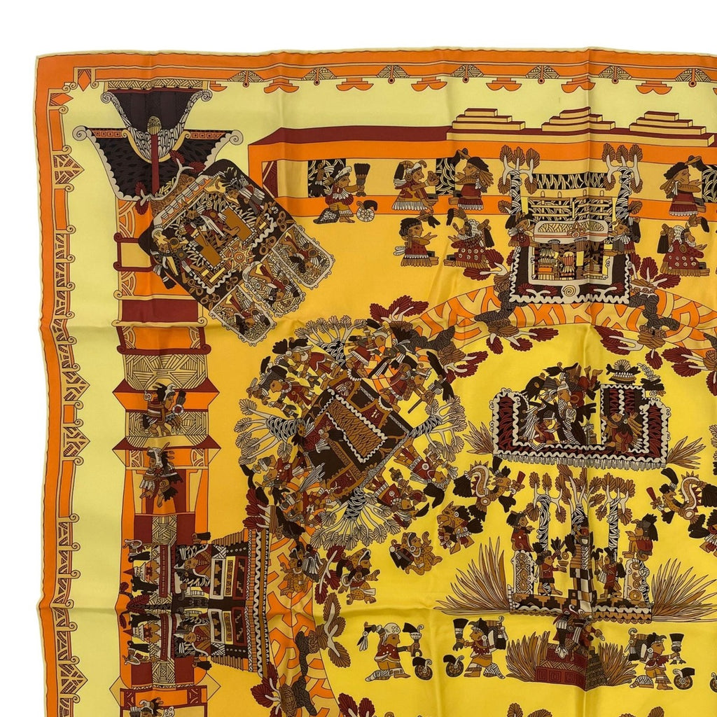 Hermes Scarf Silk Carre 90 Astres Et Soleils Celestial Bodies and the Sun Yellow — view 2