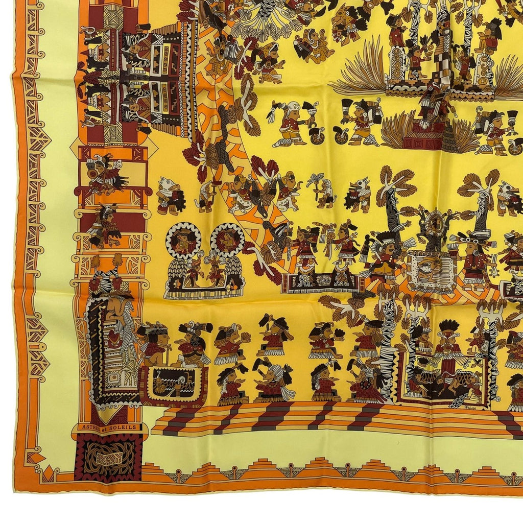Hermes Scarf Silk Carre 90 Astres Et Soleils Celestial Bodies and the Sun Yellow — view 4