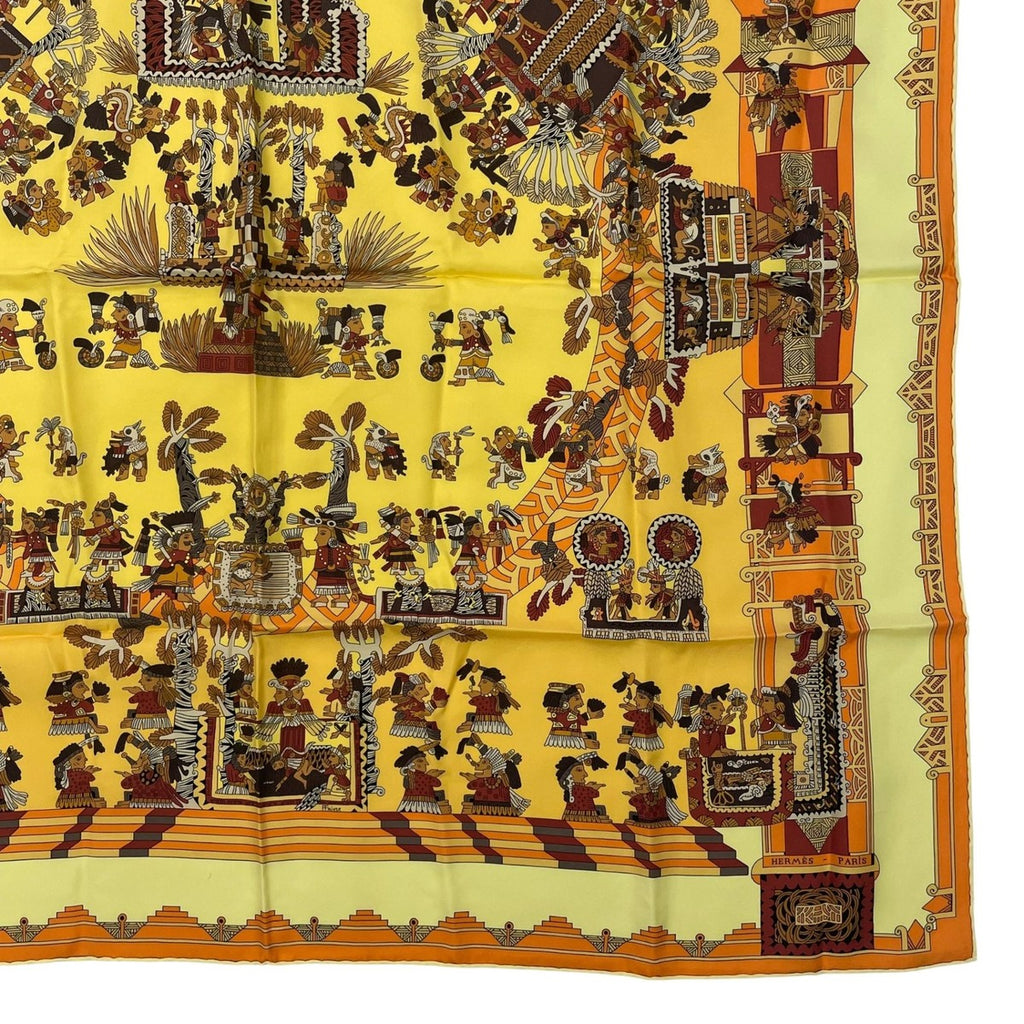 Hermes Scarf Silk Carre 90 Astres Et Soleils Celestial Bodies and the Sun Yellow — view 5