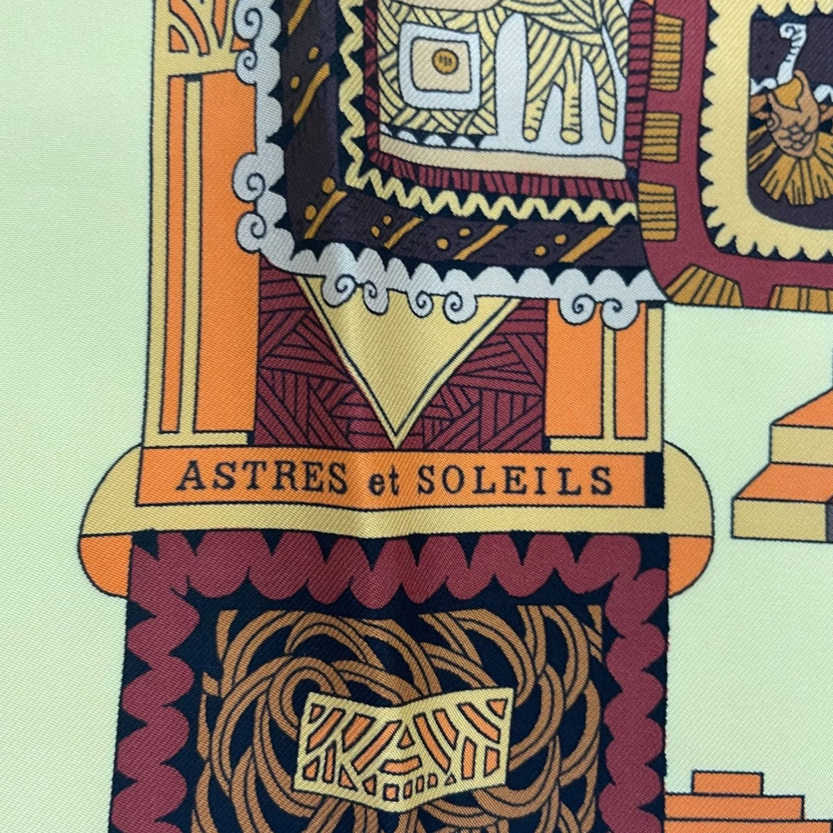Hermes Scarf Silk Carre 90 Astres Et Soleils Celestial Bodies and the Sun Yellow — view 7