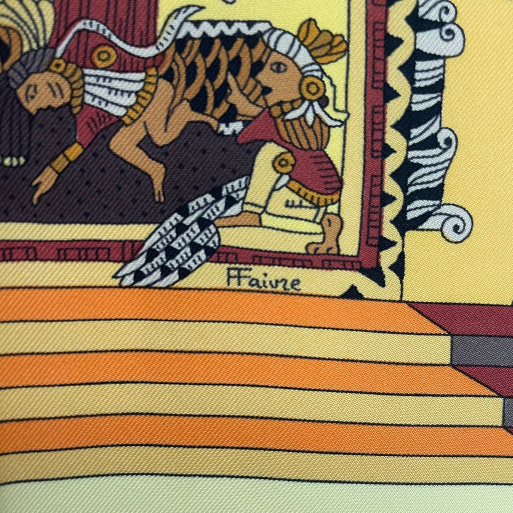 Hermes Scarf Silk Carre 90 Astres Et Soleils Celestial Bodies and the Sun Yellow — view 8