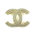 Chanel A21 C Rhinestone Brooch Gold Box Storage Bag