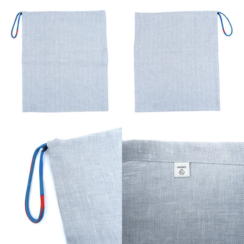 Hermes Petit H Ash Drawstring Purse 3 Types Set Pouch Accessory — view 4