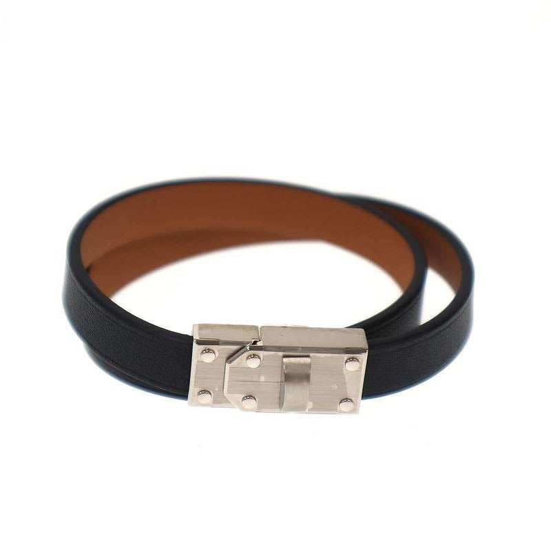 Hermes Kelly Double Tour Leather Belt Bracelet Black — view 2