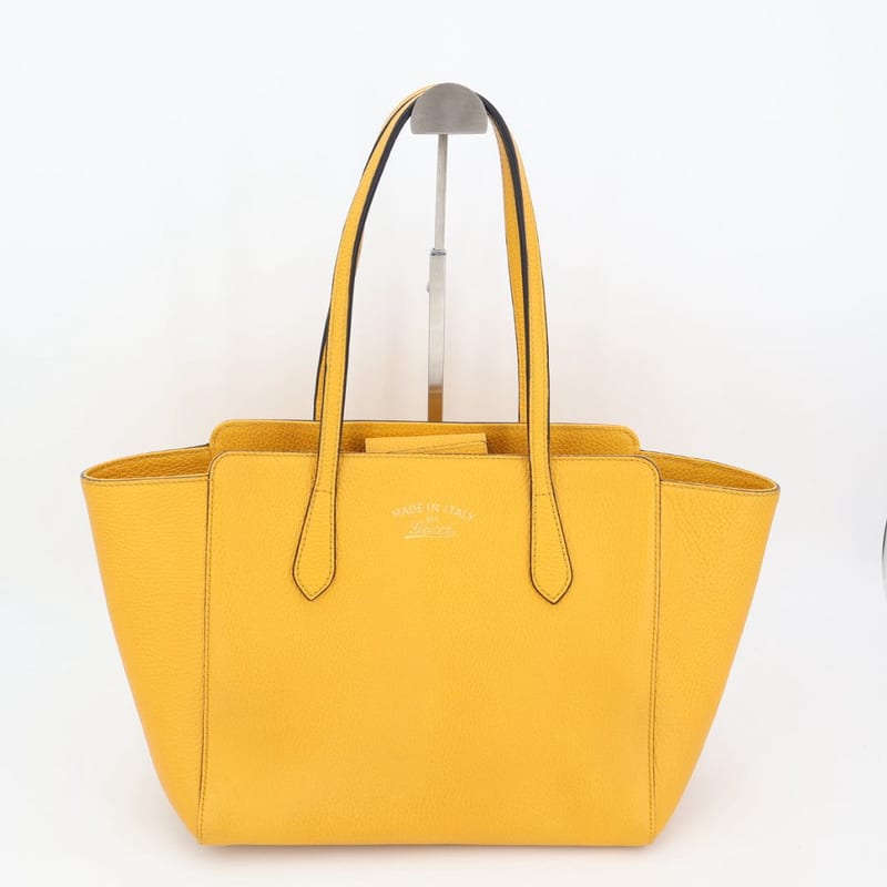 Gucci Swing Yellow Gold Hardware Leather Tote Shoulder Bag — view 2