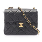 Chanel Shoulder Bag Mini Quilted Black Lambskin