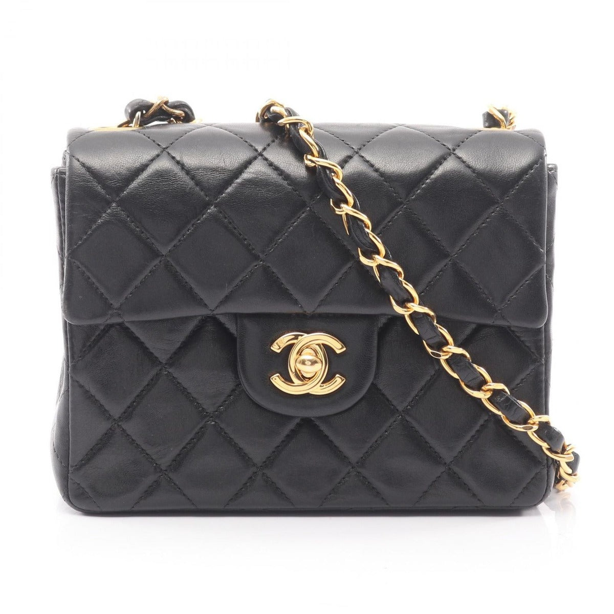 Chanel Shoulder Bag Mini Quilted Black Lambskin