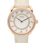Hermes Watch Also White 18K Pink Gold Diamond