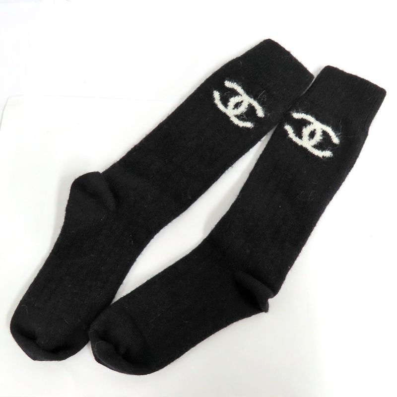 Chanel Sandals 23 K boa Rhinestone Coco Mark 38 Black Leather — view 9