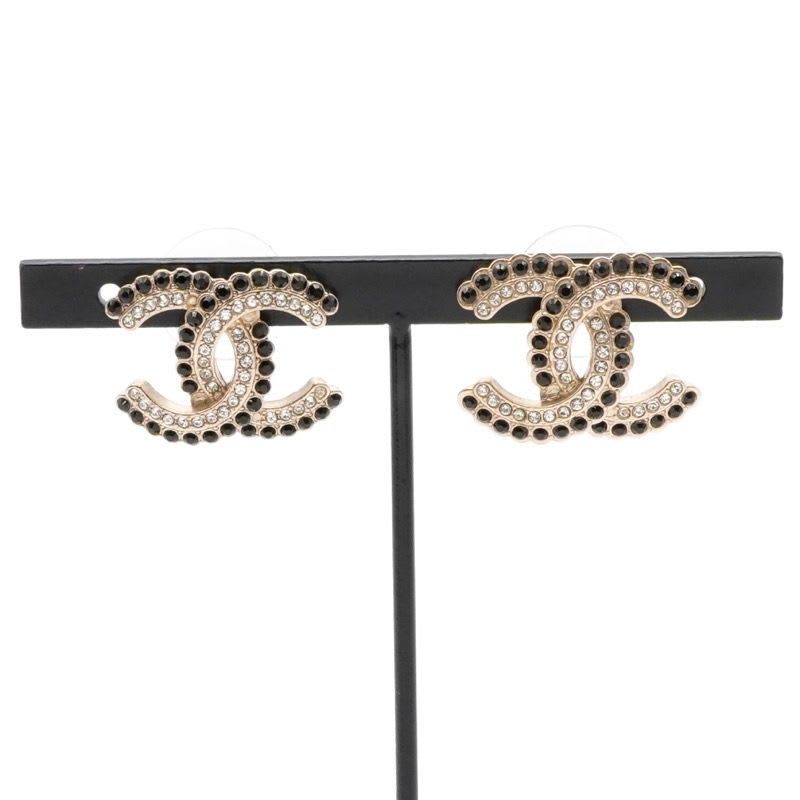Chanel Earrings Gold Coco Mark Rhinestone — view 7