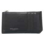 Saint Laurent Paris Front Logo Leather Fragment Card Case Black
