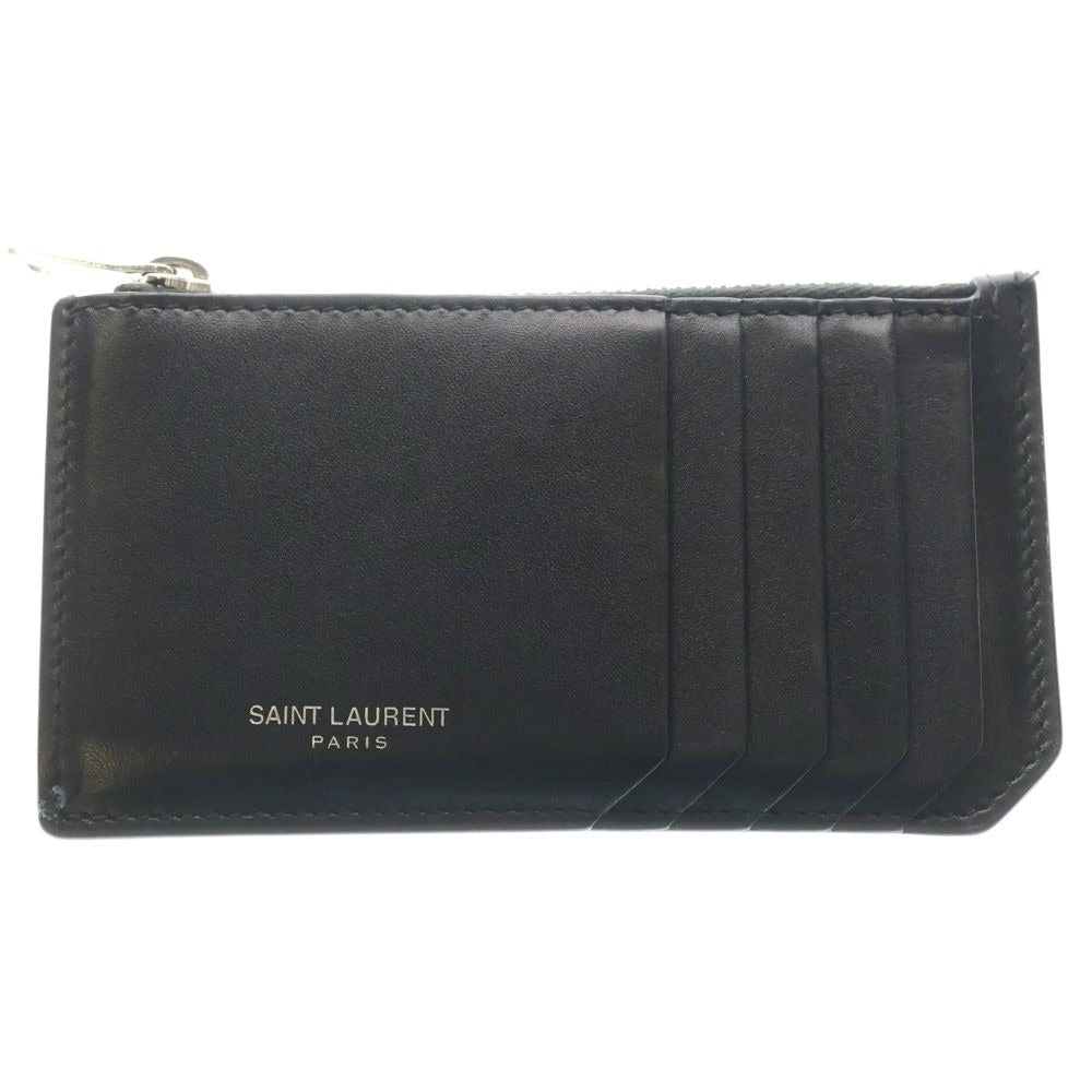 Saint Laurent Paris Front Logo Leather Fragment Card Case Black
