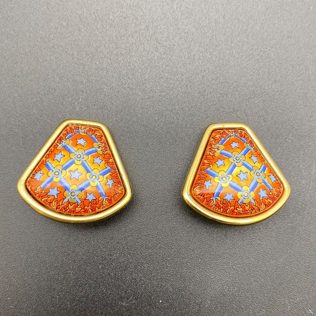 Hermes Enamel Cloisonne Earrings Fan — view 2
