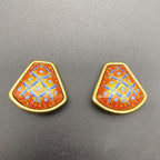 Hermes Enamel Cloisonne Earrings Fan — view 2
