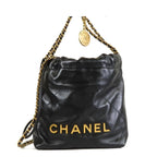 Chanel 22 Chain Black Gold Calfskin 2-Way Shoulder Bag