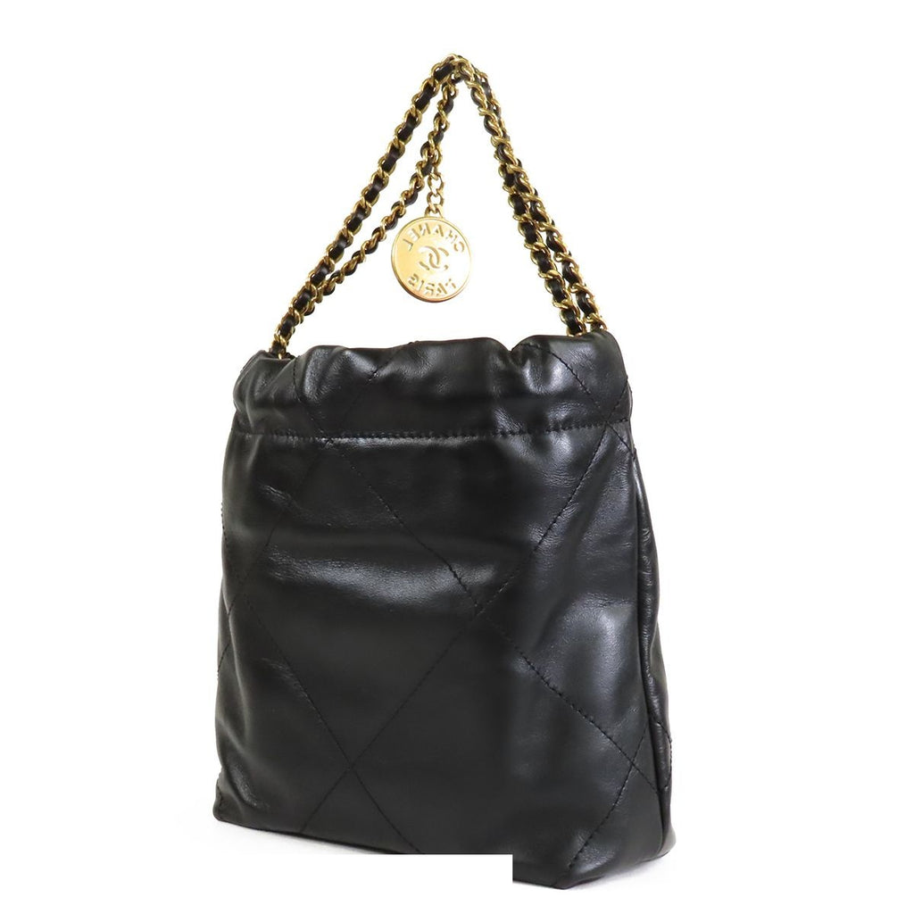 Chanel 22 Chain Black Gold Calfskin 2-Way Shoulder Bag — view 2