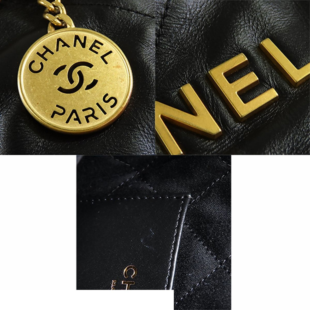Chanel 22 Chain Black Gold Calfskin 2-Way Shoulder Bag — view 8