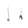 Dior Earrings Silver Metal Logo Dice Hook Type