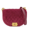 Chanel Chain Shoulder Bag Boy Wine Red Gold Velvet