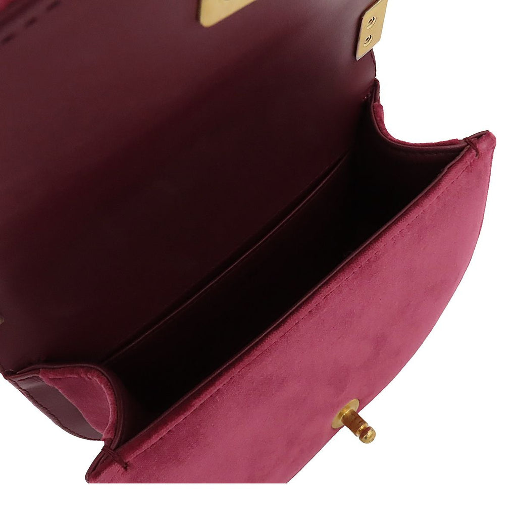 Chanel Chain Shoulder Bag Boy Wine Red Gold Velvet — view 5