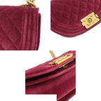 Chanel Chain Shoulder Bag Boy Wine Red Gold Velvet — view 6