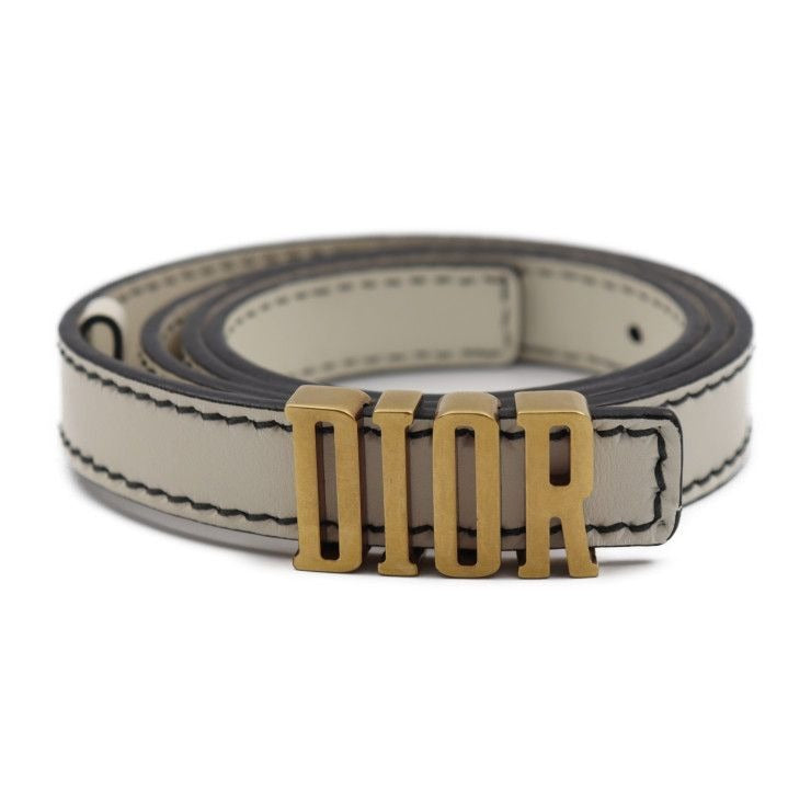 Christian Dior D-fence Defence Belt Leather Ivory-toned Gold Hardware Logo — view 2