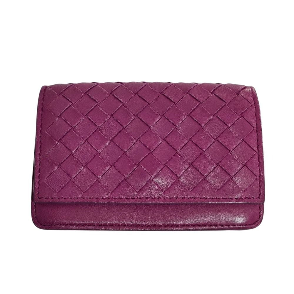 Bottega Veneta Intrecciato Leather Card Case Purple